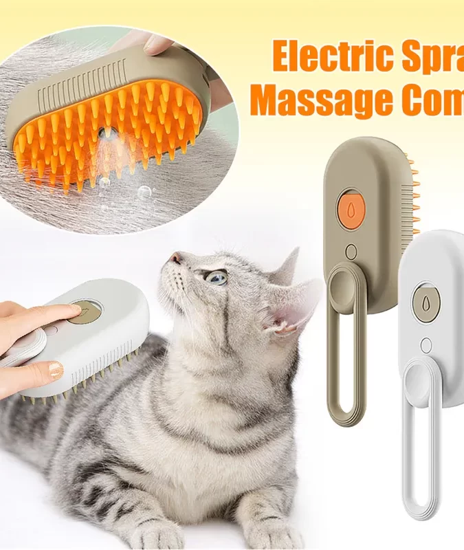 Steamy Dog & Cat Brush 3 In 1 Electric Spray